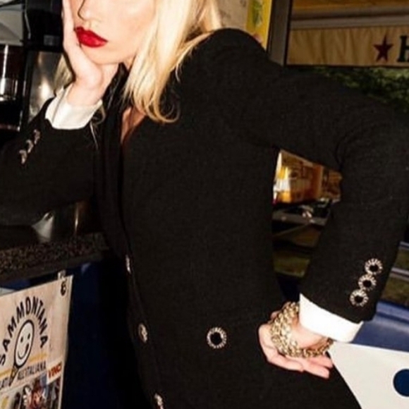 New Alessandra Rich Tailored Tweed Decorative Button Black Evening Jacket NWT - Picture 5 of 16